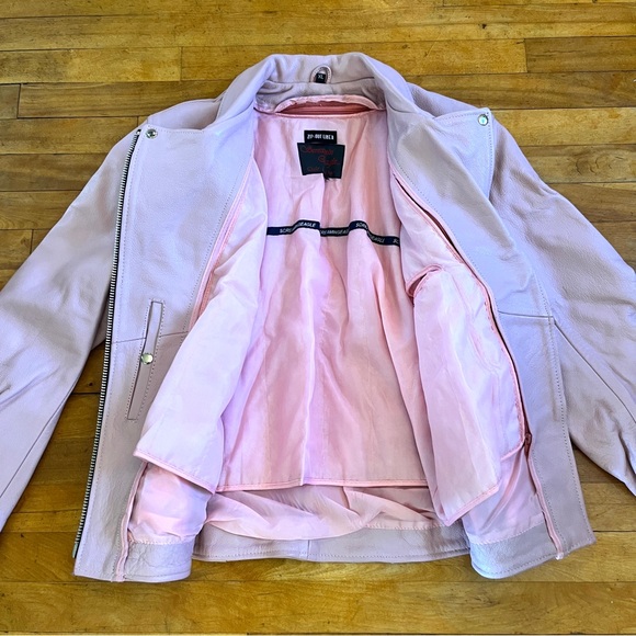 SCREAMING EAGLE Pink Leather Cinched Waist Jacket - Removable Liner - XL - Picture 2 of 12